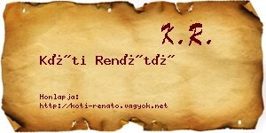 Kóti Renátó névjegykártya